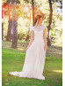 Cap Sleeves Ivory Lace Chiffon Vintage Outdoor Wedding Dress